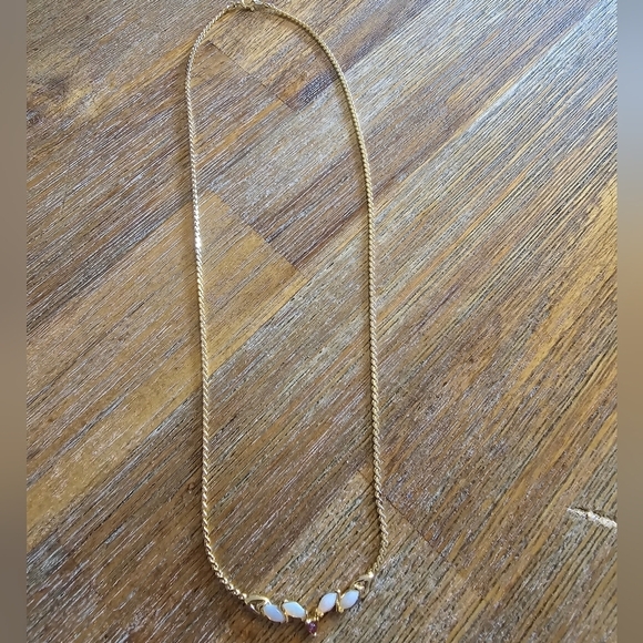 Lady Sedgwick Genuine Ruby / Opal with Gold plated Necklace - Picture 4 of 6